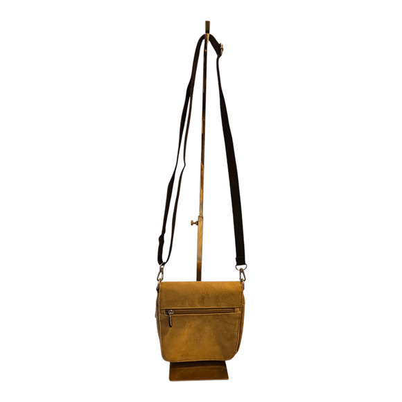Travelon Crossbody Bag Tan Faux Suede Antitheft Travel Casual Everyday - Picture 1 of 10